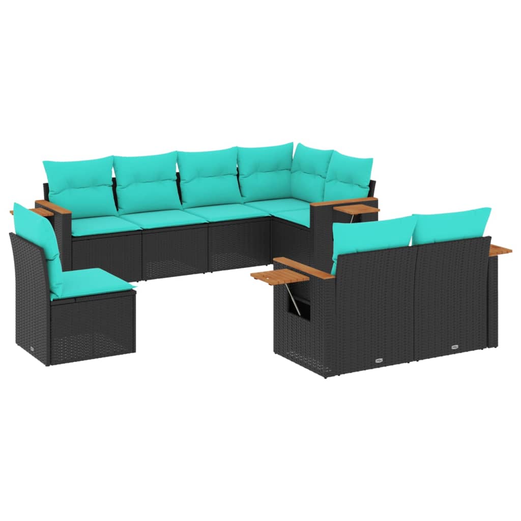 sofasæt til haven 8 dele med hynder polyrattan sort