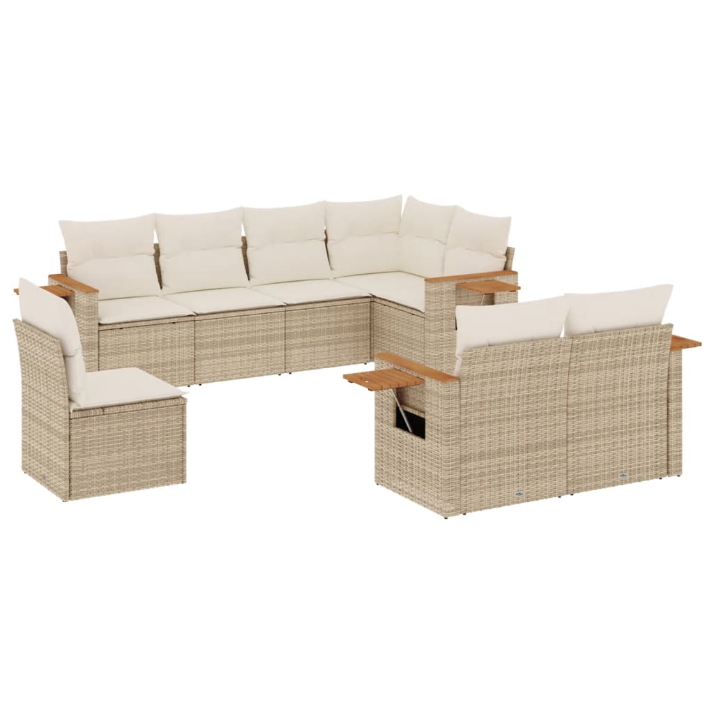 sofasæt til haven 8 dele med hynder polyrattan beige