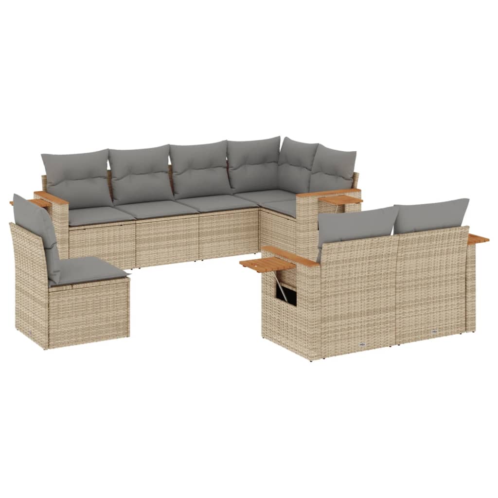 sofasæt til haven 8 dele med hynder polyrattan beige