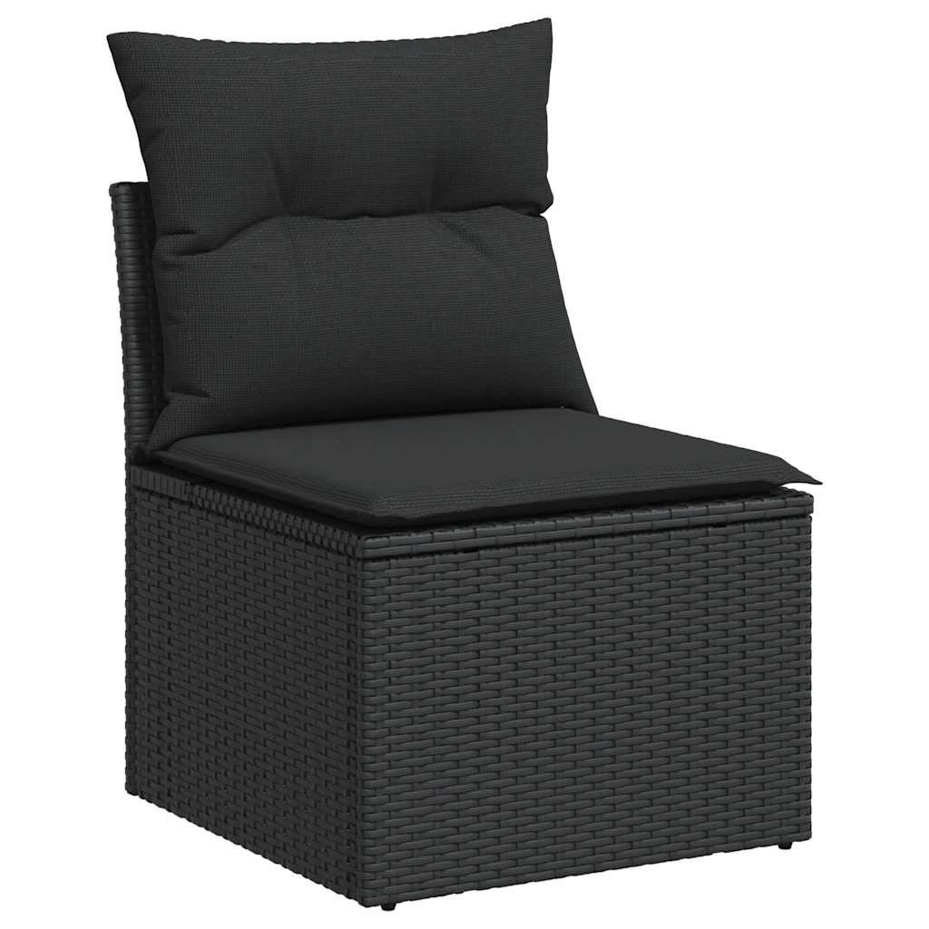 sofasæt til haven 7 dele med hynder polyrattan sort