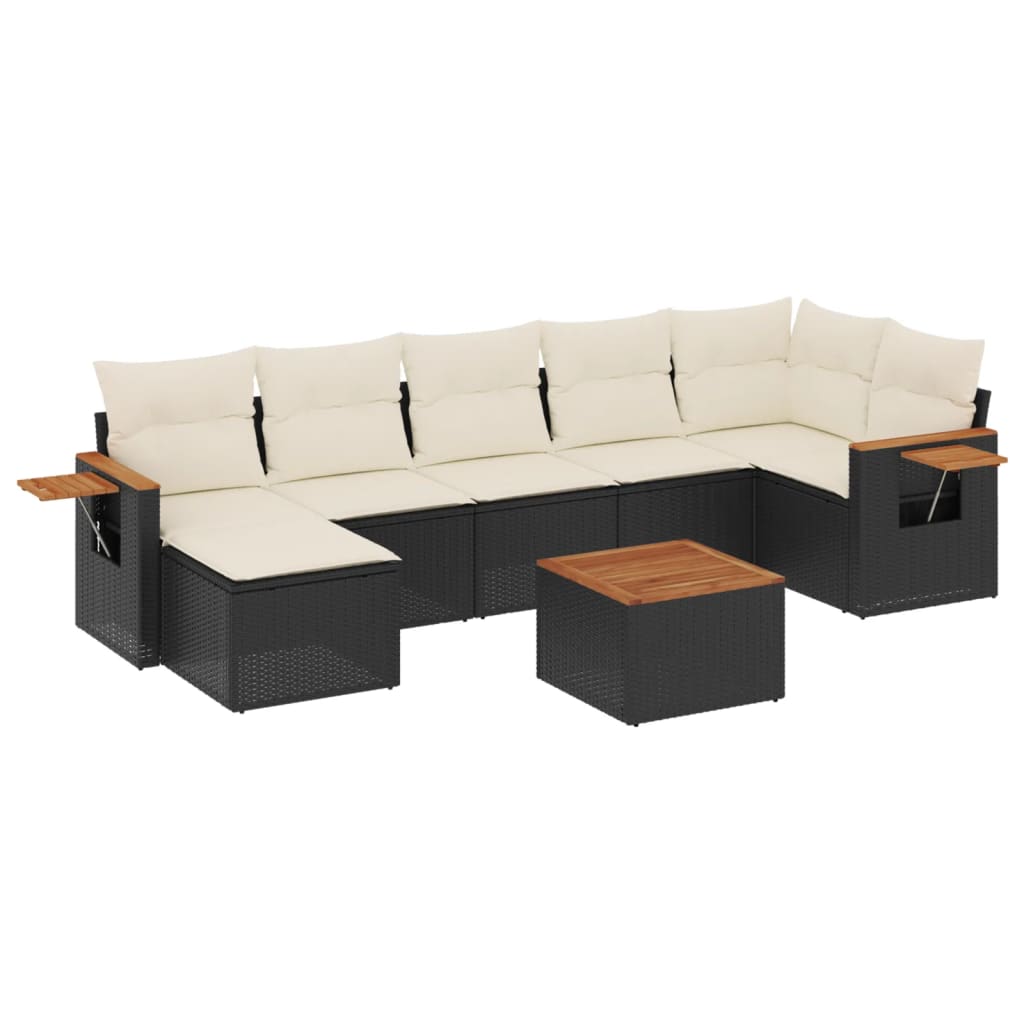 sofasæt til haven 8 dele med hynder polyrattan sort