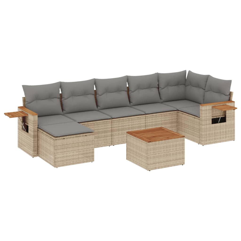 sofasæt til haven 8 dele med hynder polyrattan beige