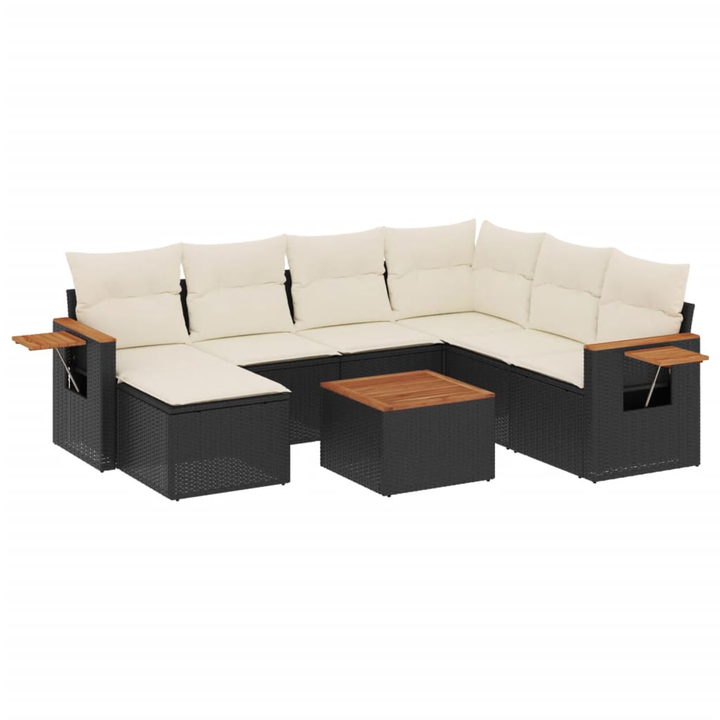 sofasæt til haven 8 dele med hynder polyrattan sort