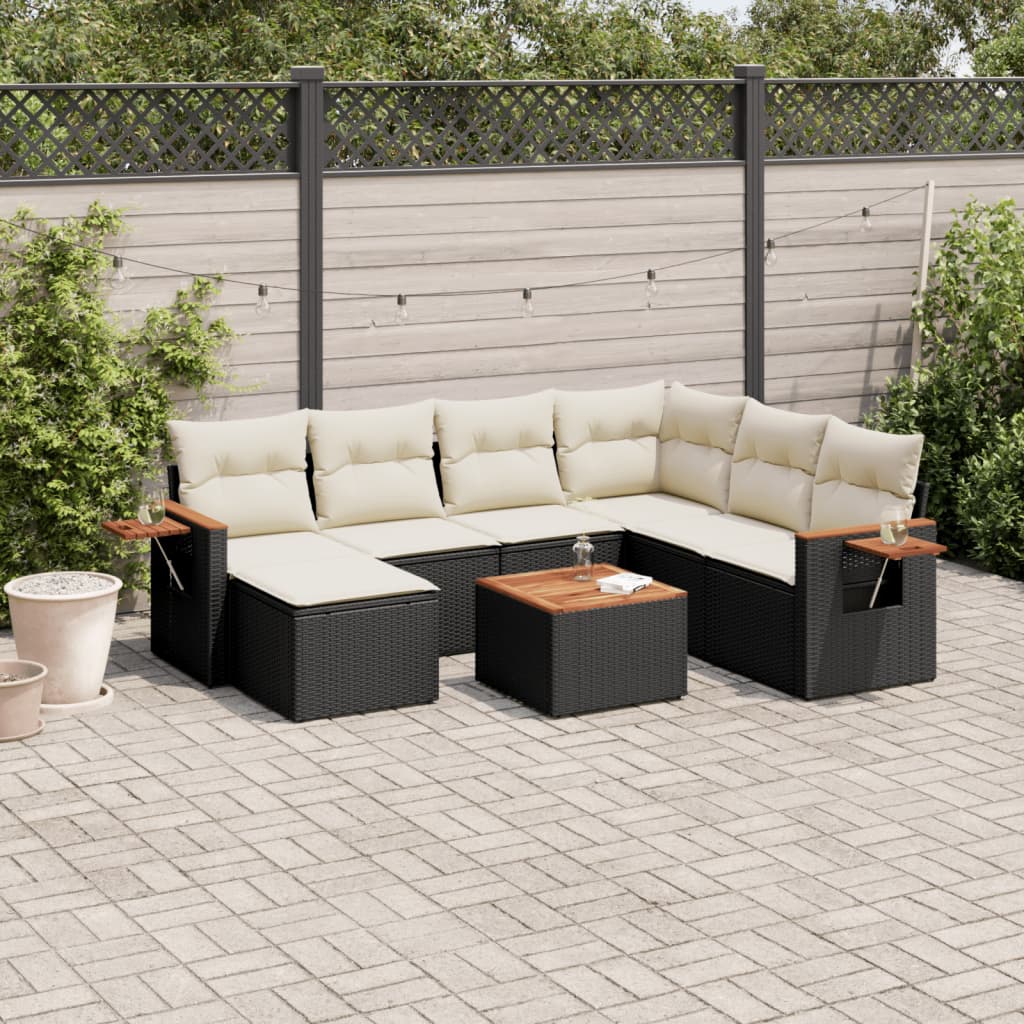 sofasæt til haven 8 dele med hynder polyrattan sort