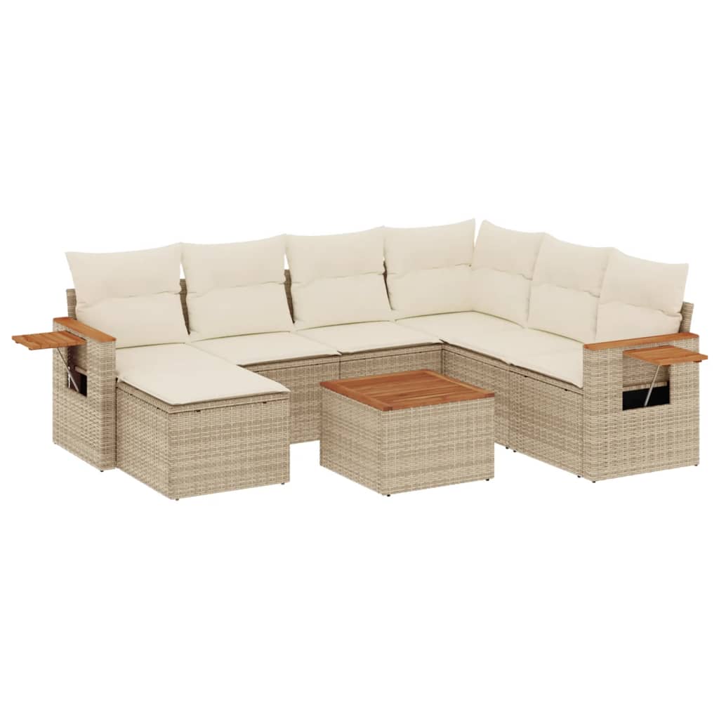 sofasæt til haven 8 dele med hynder polyrattan beige