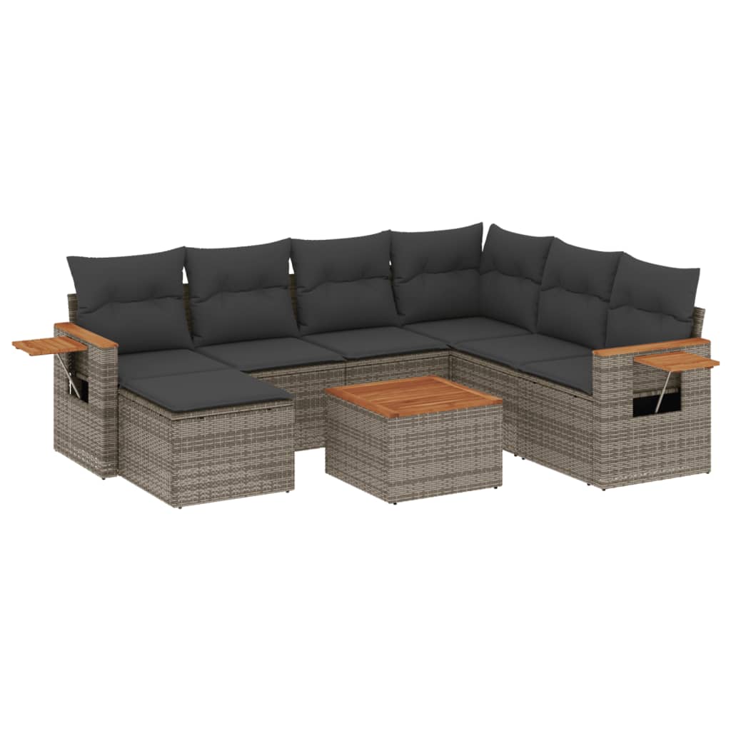 sofasæt til haven 8 dele med hynder polyrattan grå