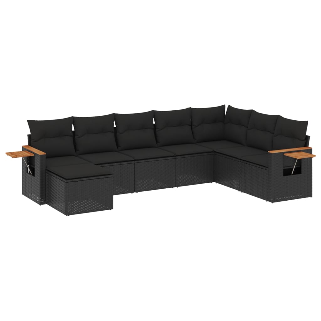 sofasæt til haven 8 dele med hynder polyrattan sort