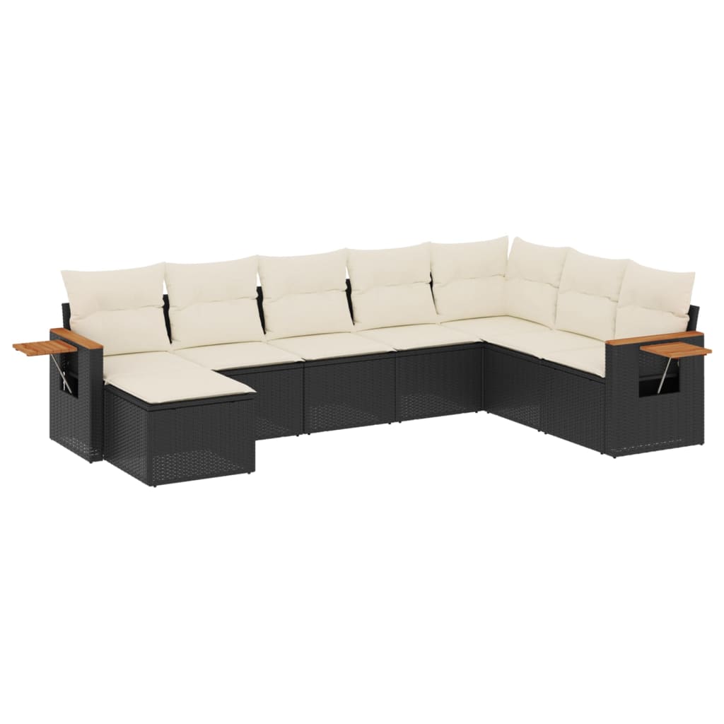 sofasæt til haven 8 dele med hynder polyrattan sort