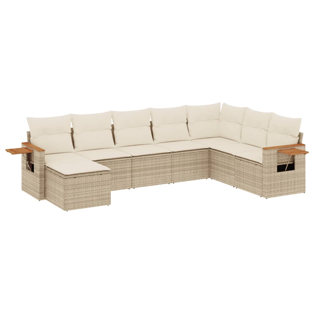 sofasæt til haven 8 dele med hynder polyrattan beige
