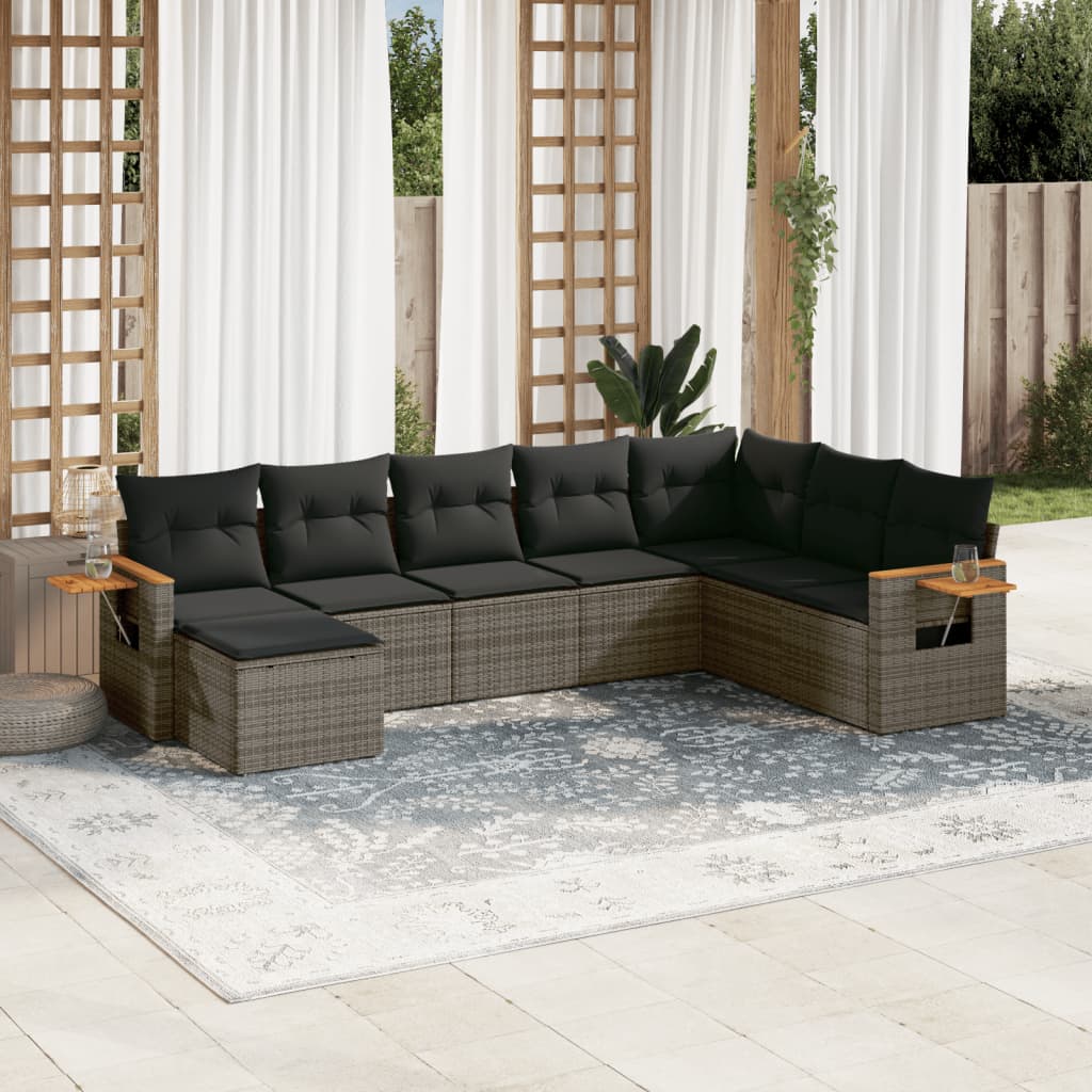 sofasæt til haven 8 dele med hynder polyrattan grå