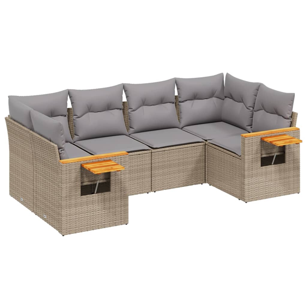 sofasæt til haven 6 dele med hynder polyrattan beige