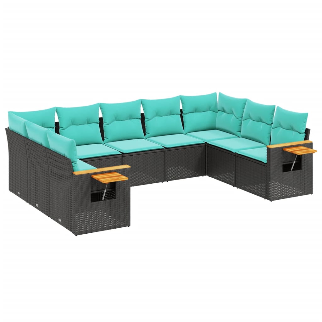 sofasæt til haven 9 dele med hynder polyrattan sort