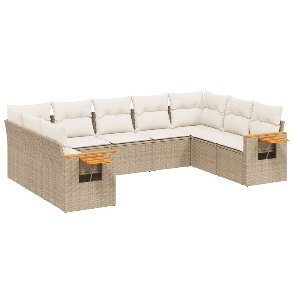 sofasæt til haven 9 dele med hynder polyrattan beige