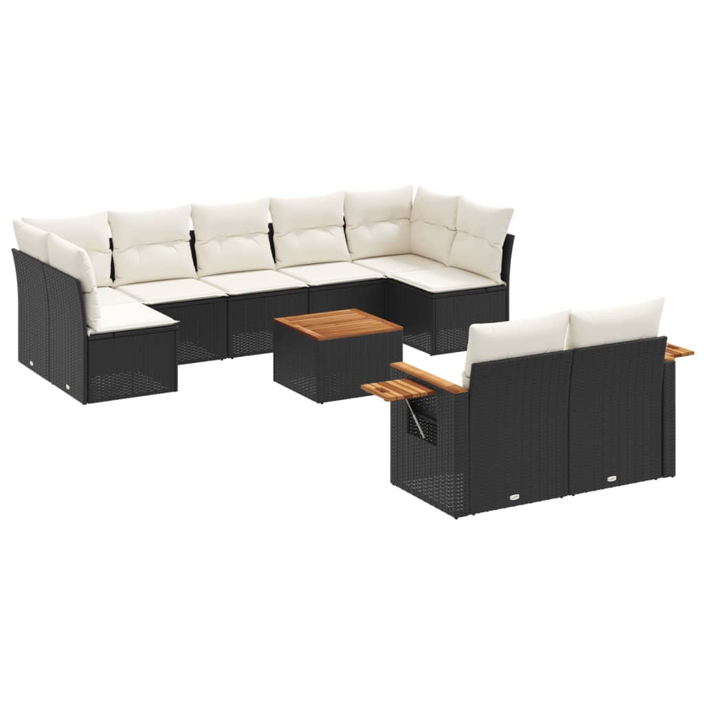 sofasæt til haven 10 dele med hynder polyrattan sort