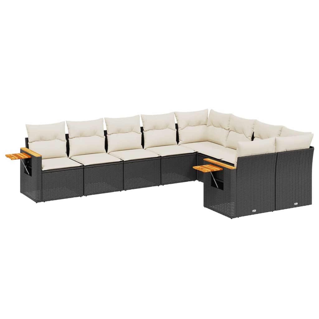 sofasæt til haven 9 dele med hynder polyrattan sort