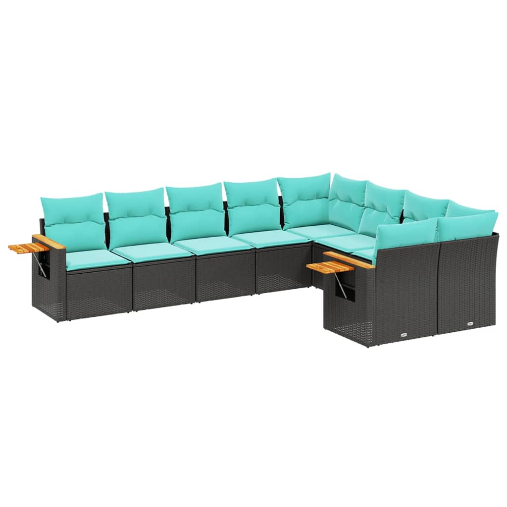 sofasæt til haven 9 dele med hynder polyrattan sort