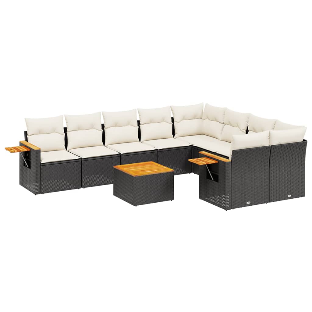 sofasæt til haven 10 dele med hynder polyrattan sort