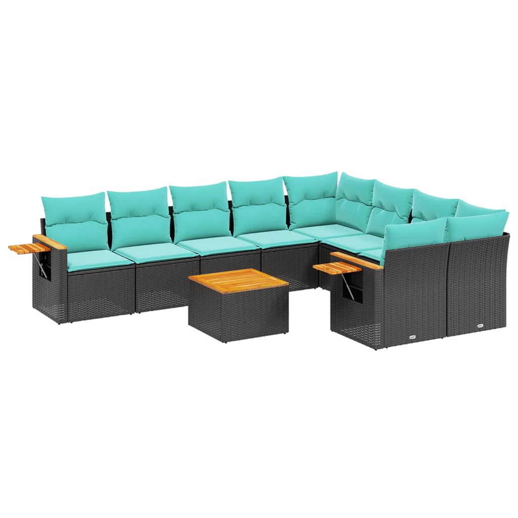 sofasæt til haven 10 dele med hynder polyrattan sort