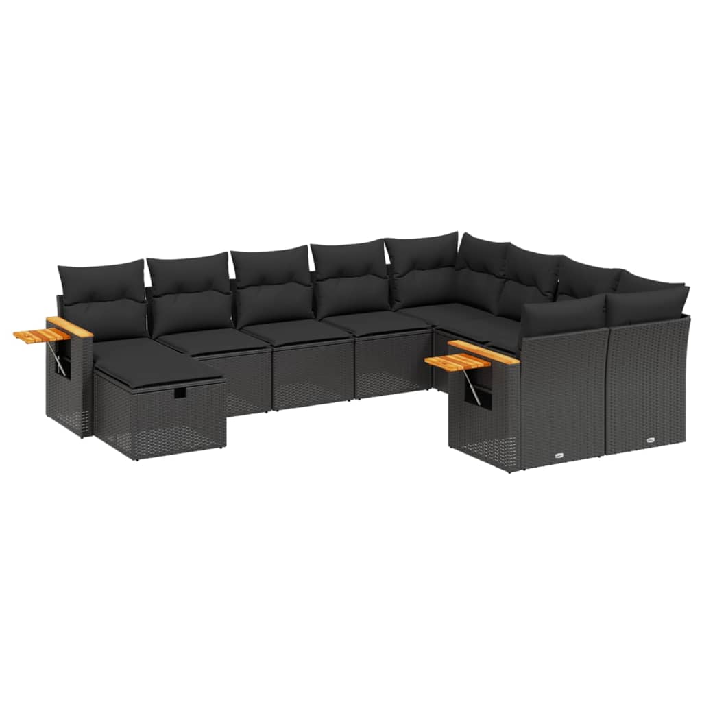 sofasæt til haven 10 dele med hynder polyrattan sort
