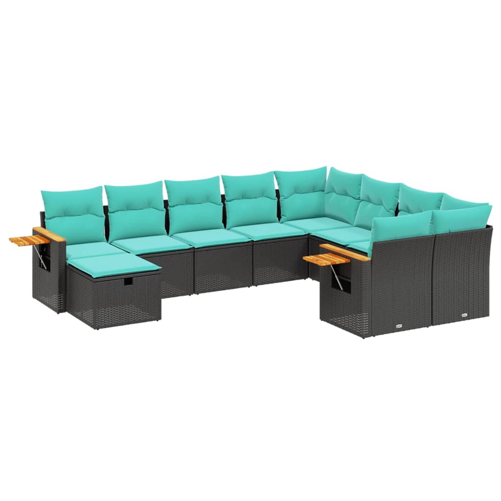 sofasæt til haven 10 dele med hynder polyrattan sort
