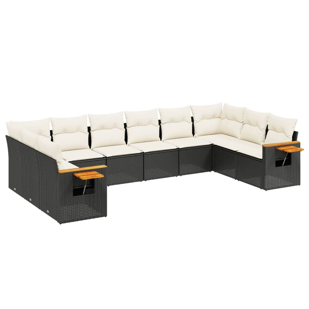 sofasæt til haven 10 dele med hynder polyrattan sort