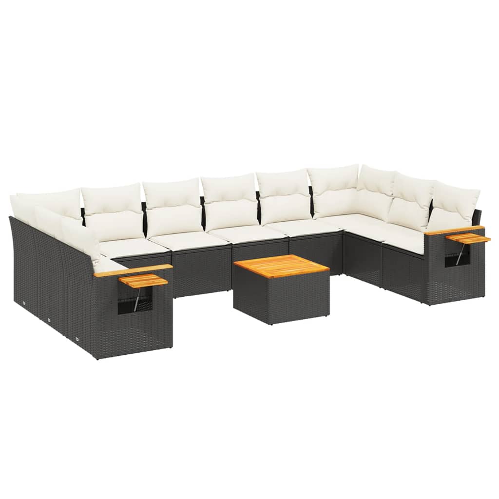 sofasæt til haven 11 dele med hynder polyrattan sort