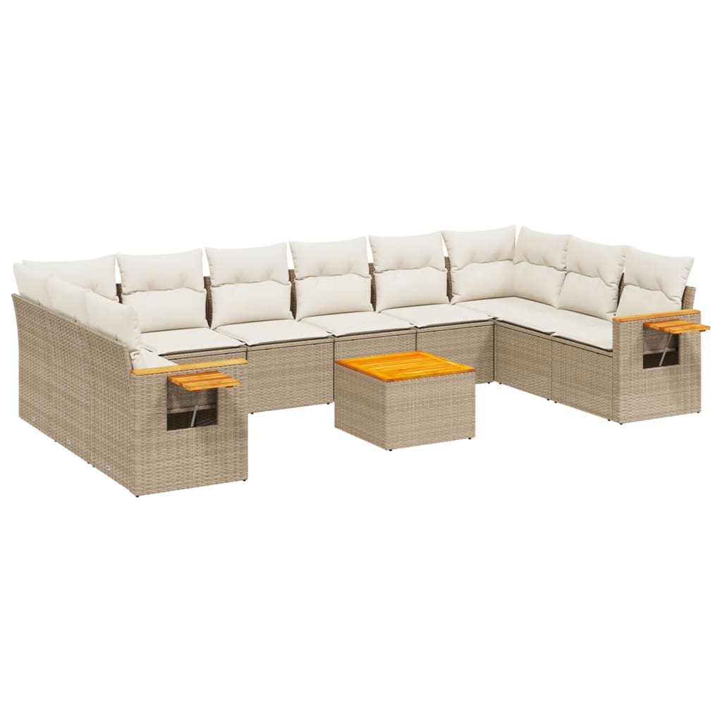 sofasæt til haven 11 dele med hynder polyrattan beige