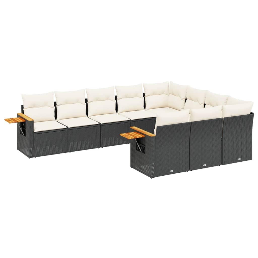 sofasæt til haven 10 dele med hynder polyrattan sort