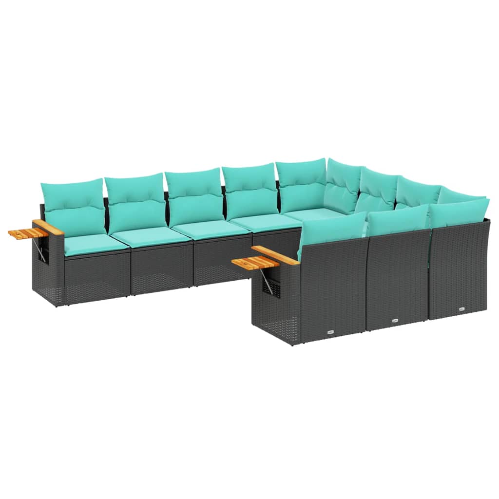 sofasæt til haven 10 dele med hynder polyrattan sort