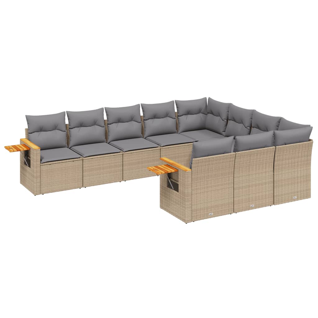 sofasæt til haven 10 dele med hynder polyrattan beige
