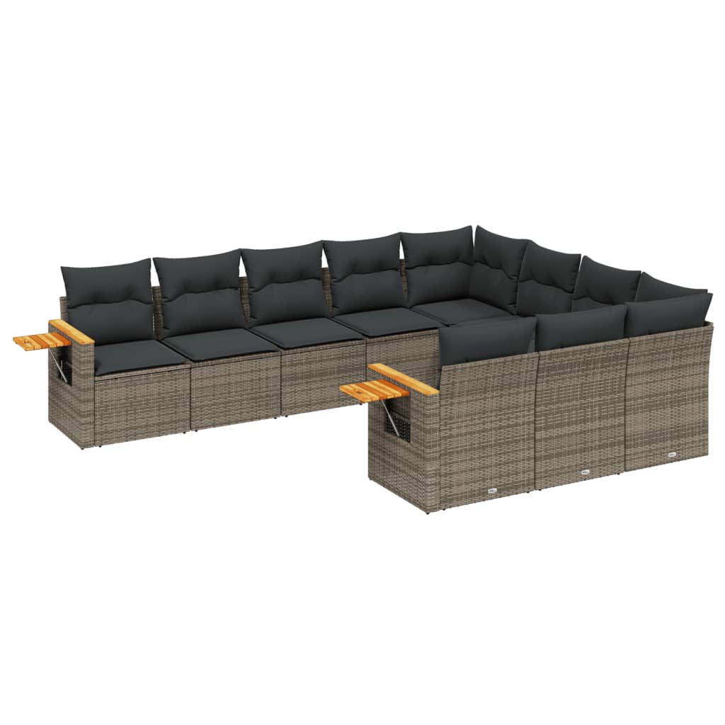 sofasæt til haven 10 dele med hynder polyrattan grå