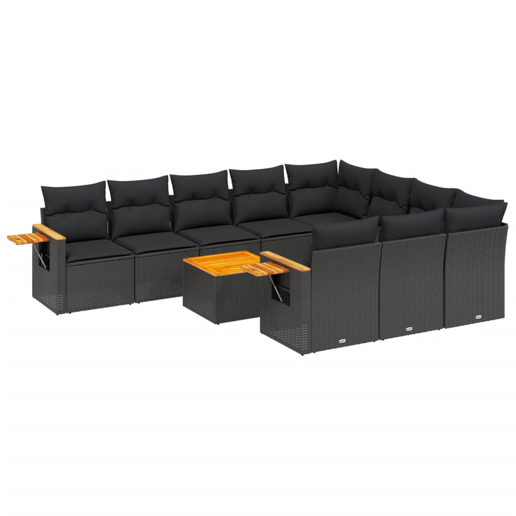 sofasæt til haven 11 dele med hynder polyrattan sort