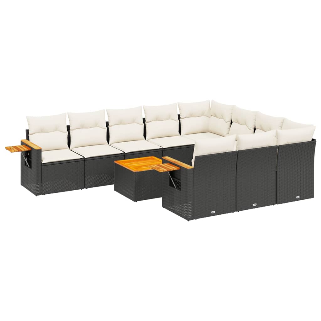 sofasæt til haven 11 dele med hynder polyrattan sort
