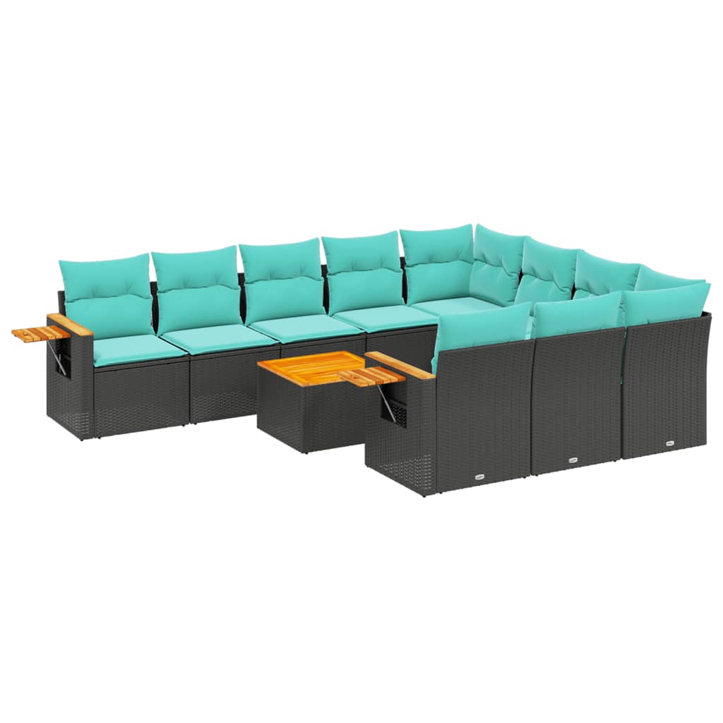 sofasæt til haven 11 dele med hynder polyrattan sort