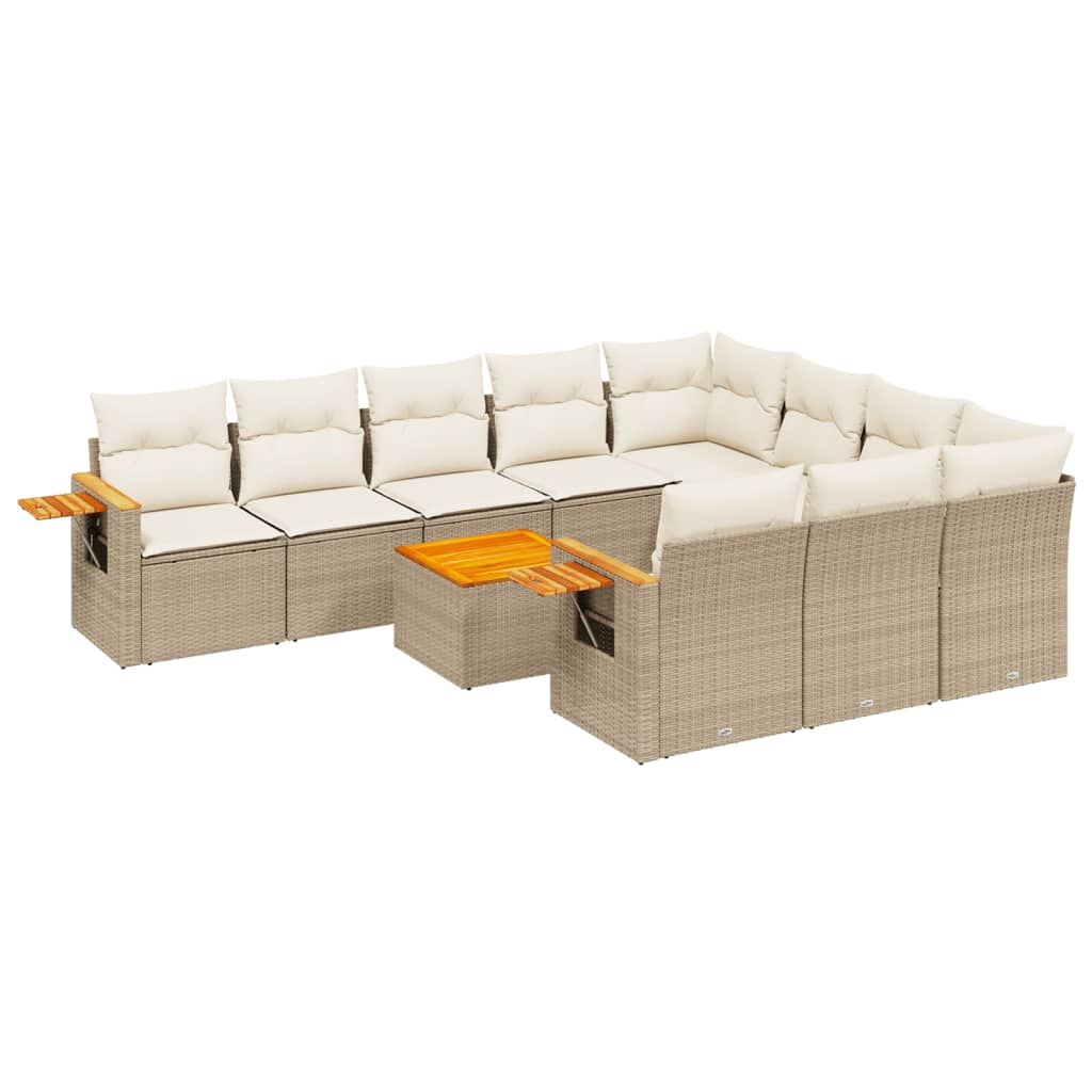 sofasæt til haven 11 dele med hynder polyrattan beige