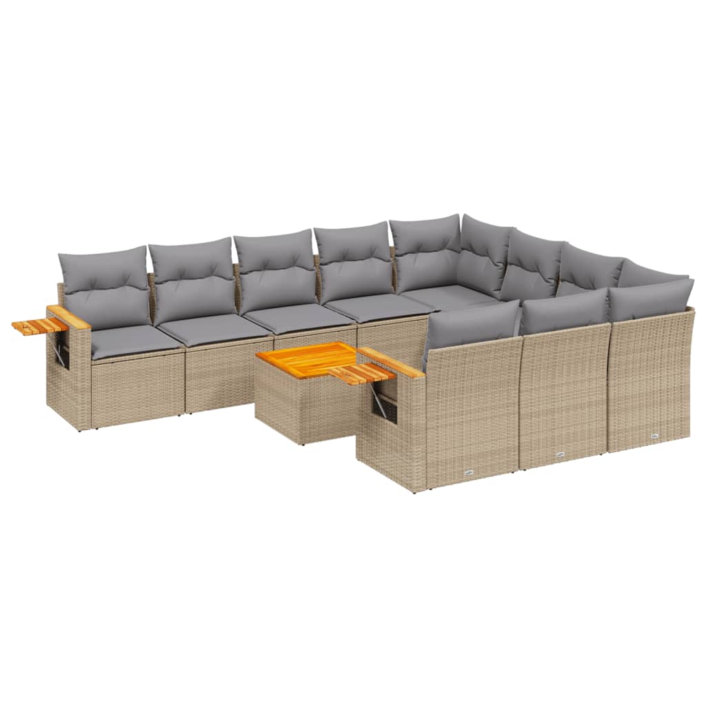 sofasæt til haven 11 dele med hynder polyrattan beige
