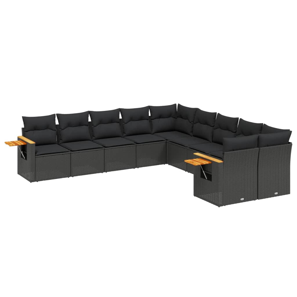 sofasæt til haven 10 dele med hynder polyrattan sort