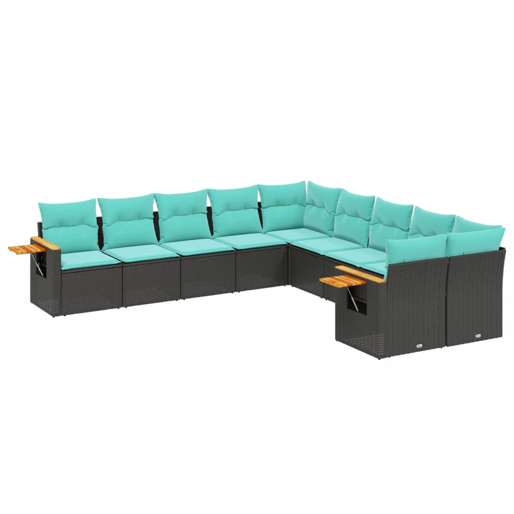 sofasæt til haven 10 dele med hynder polyrattan sort