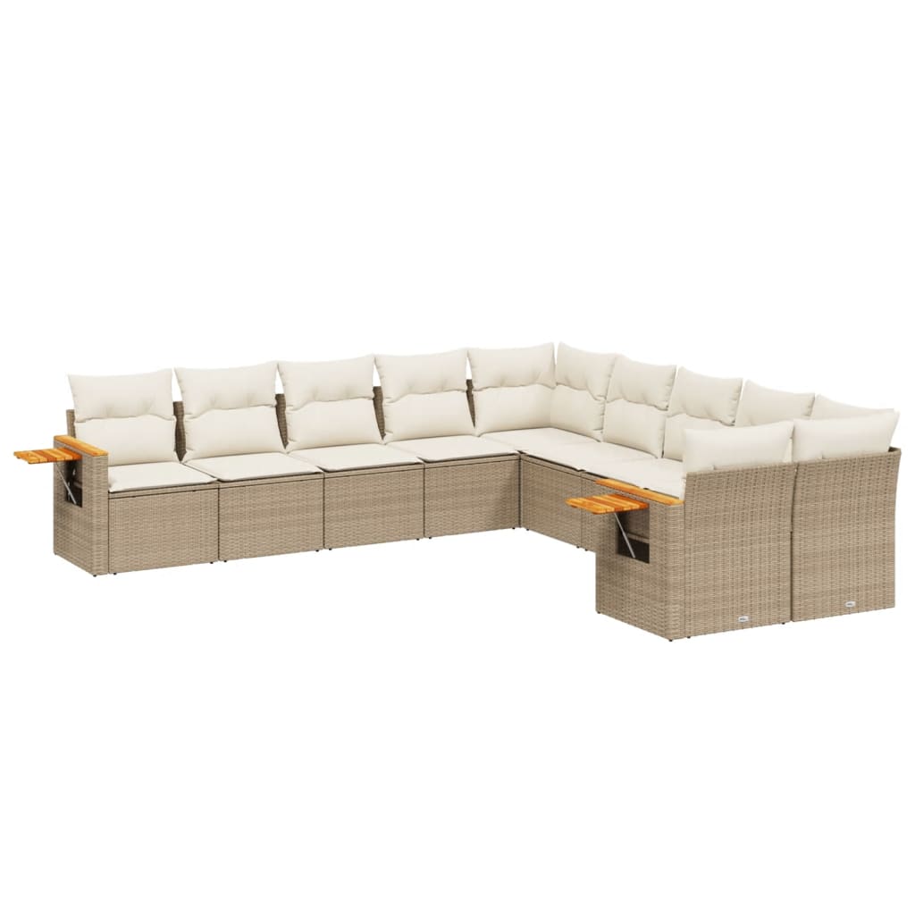 sofasæt til haven 10 dele med hynder polyrattan beige