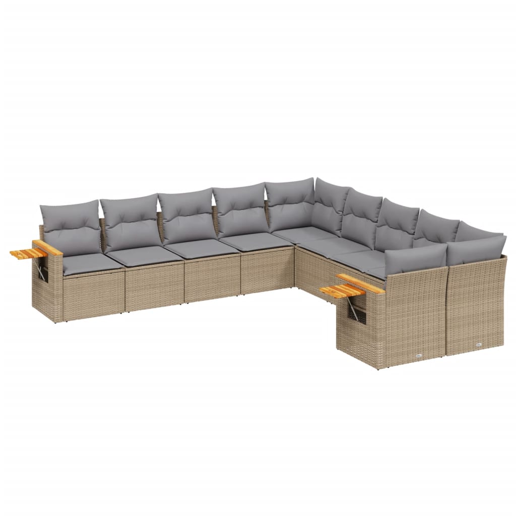 sofasæt til haven 10 dele med hynder polyrattan beige