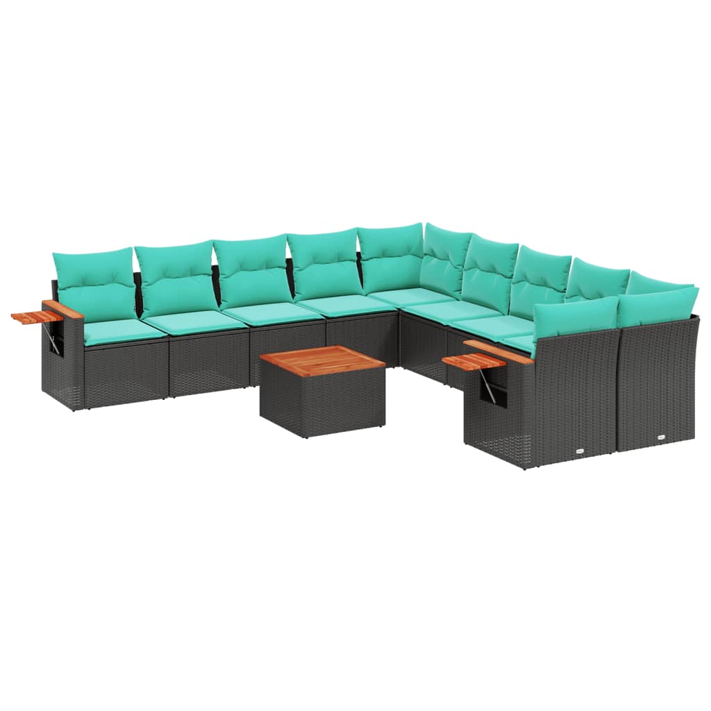 sofasæt til haven 11 dele med hynder polyrattan sort