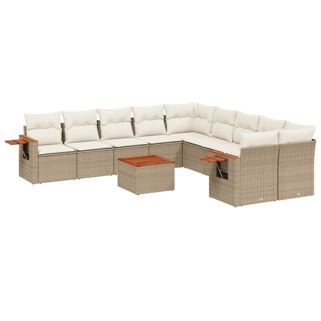 sofasæt til haven 11 dele med hynder polyrattan beige