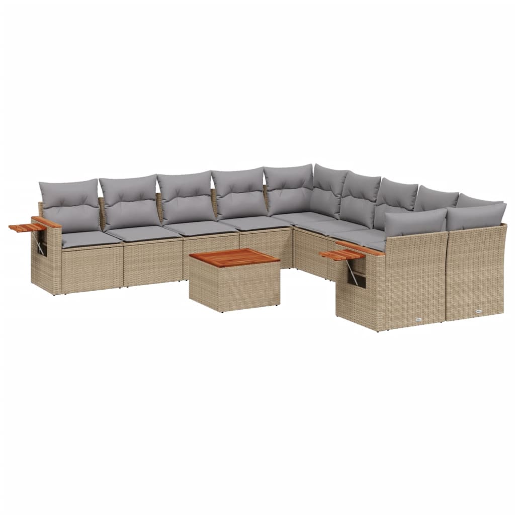 sofasæt til haven 11 dele med hynder polyrattan beige