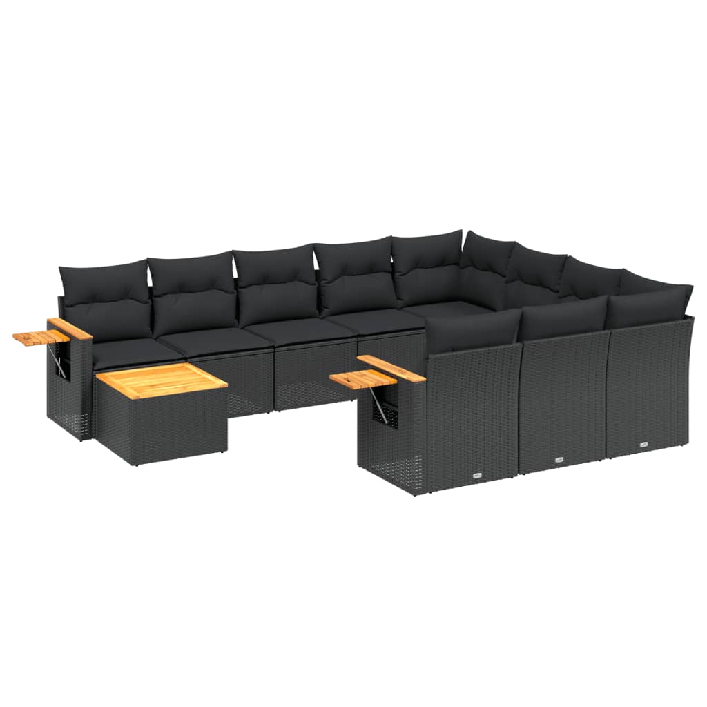 sofasæt til haven 11 dele med hynder polyrattan sort