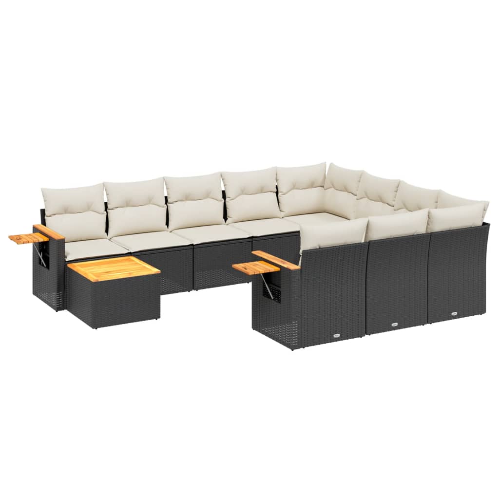 sofasæt til haven 11 dele med hynder polyrattan sort