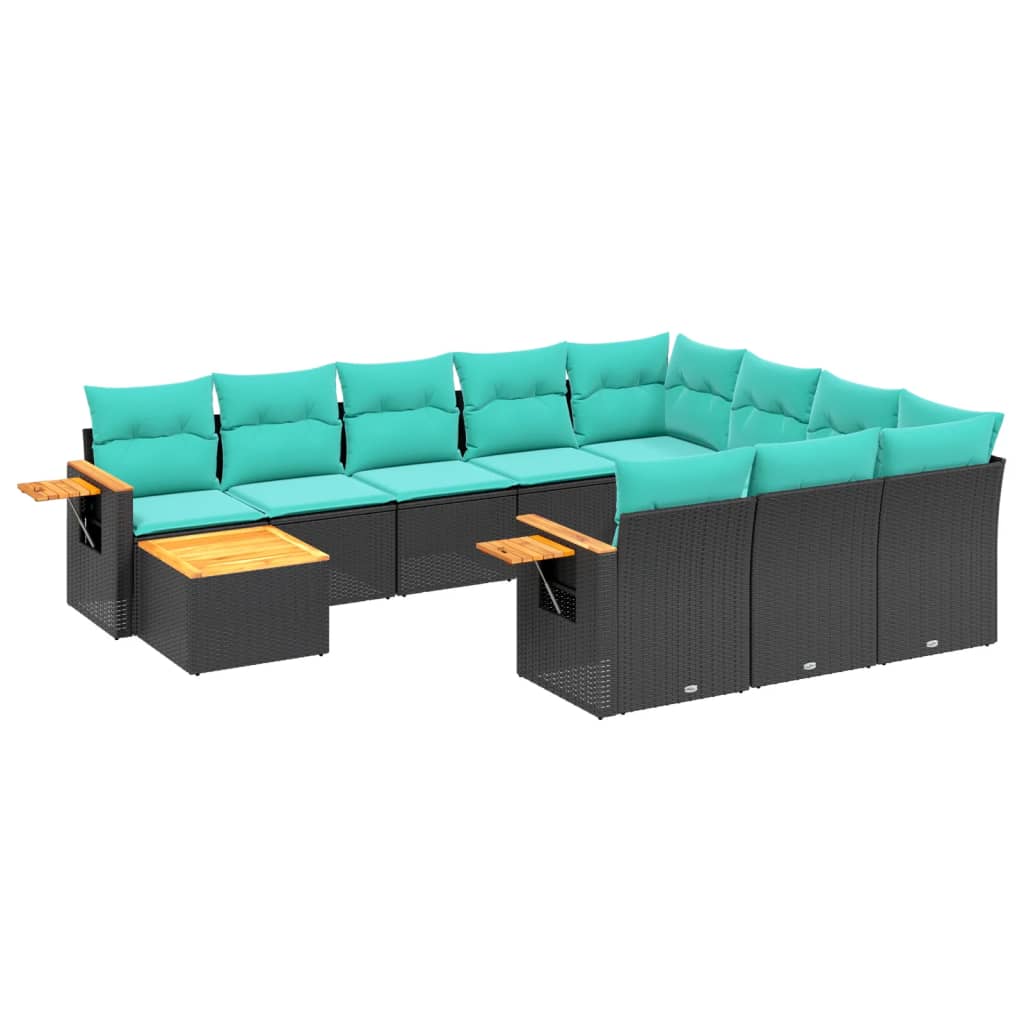 sofasæt til haven 11 dele med hynder polyrattan sort