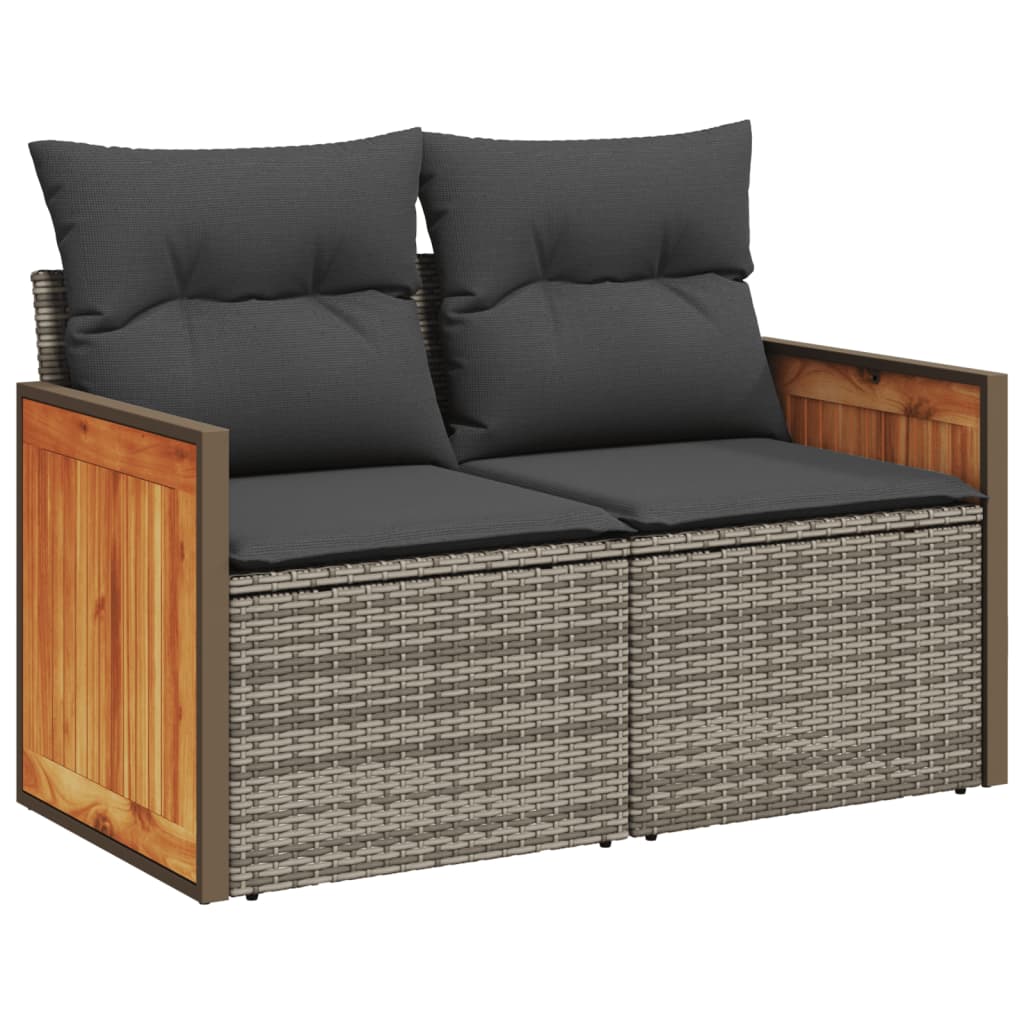 havesofasæt 3 dele med hynder polyrattan grå