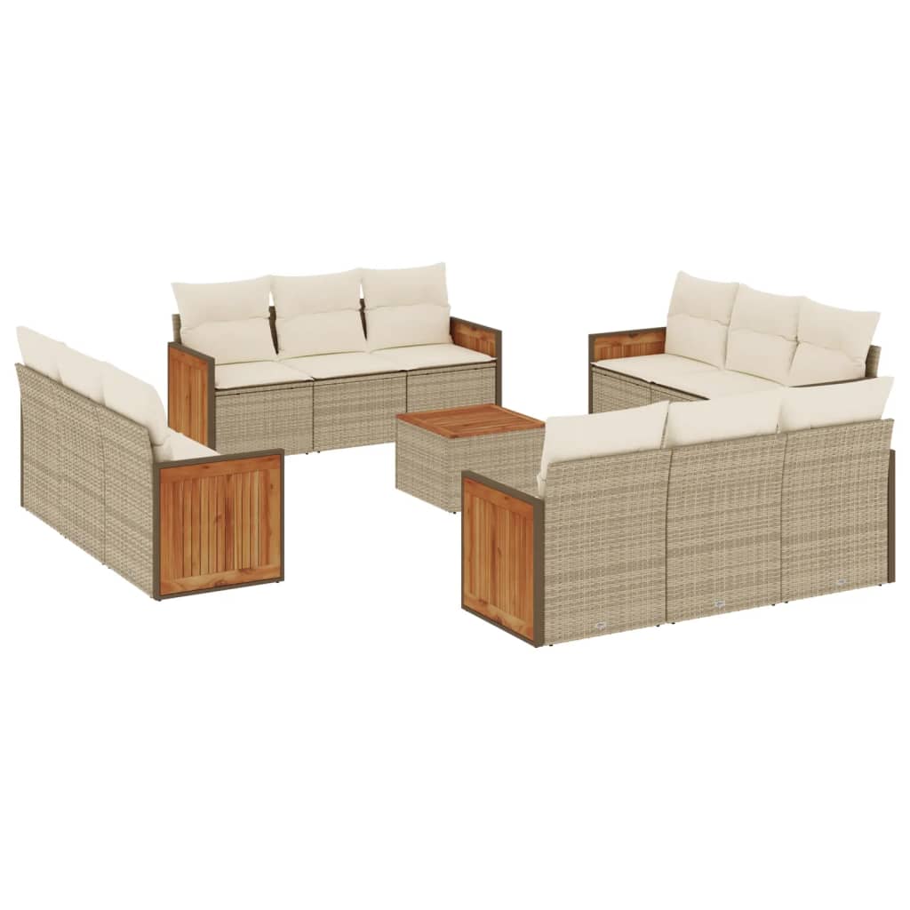 sofasæt til haven 13 dele med hynder polyrattan beige