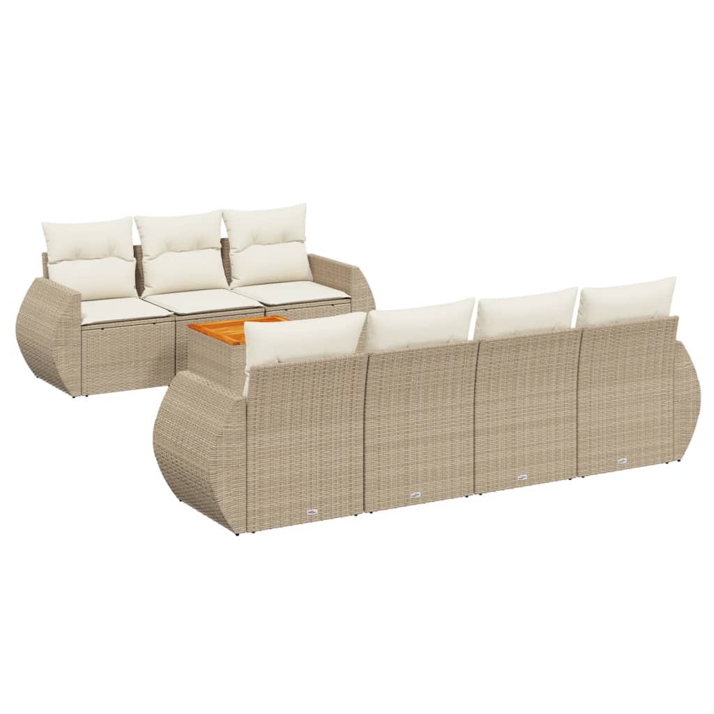 sofasæt til haven 8 dele med hynder polyrattan beige