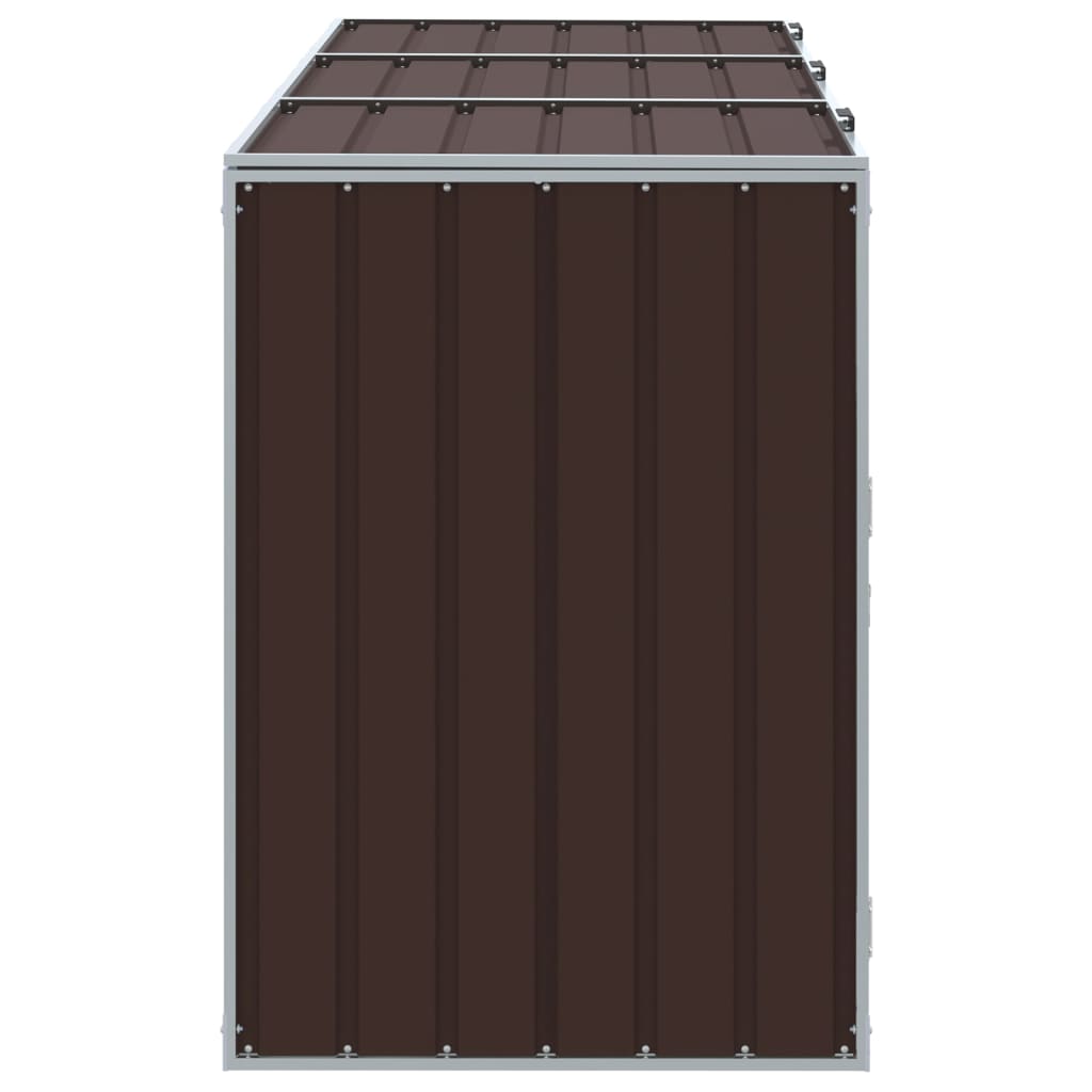 skraldespandsskjuler 216x81x115 cm 3 rum stål brun